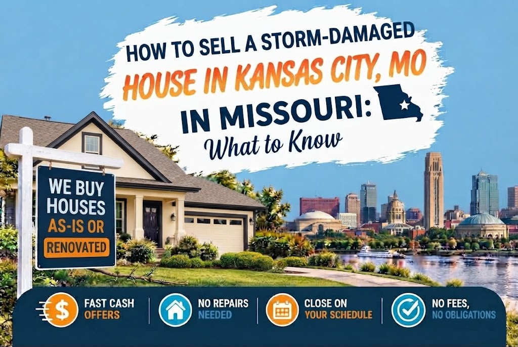 Generate image for this Blog Post Title How to Sell a Storm Damaged House in Kansas City MO
